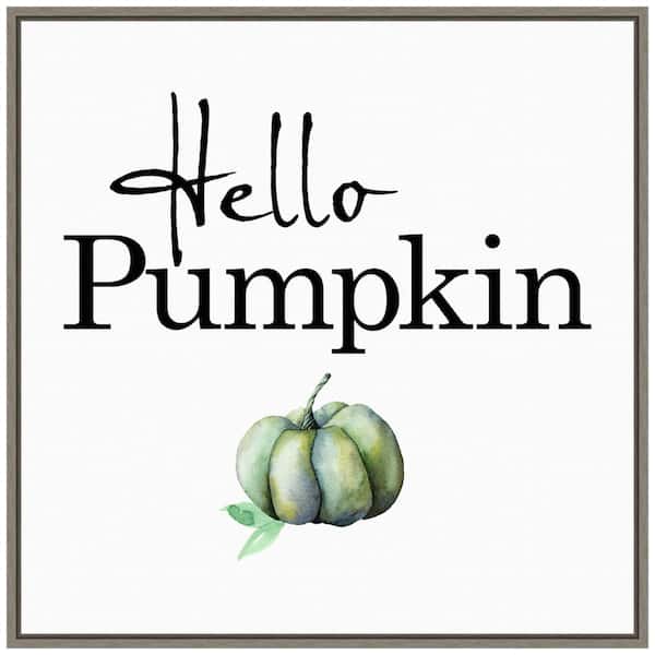 Amanti Art 22 in. Hello Pumpkin Fall/Thanksgiving Framed Canvas Box Wall Art