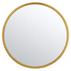 Adric 30 in. W x 30 in. H Iron Round Modern Gold Foil Wall Mirror