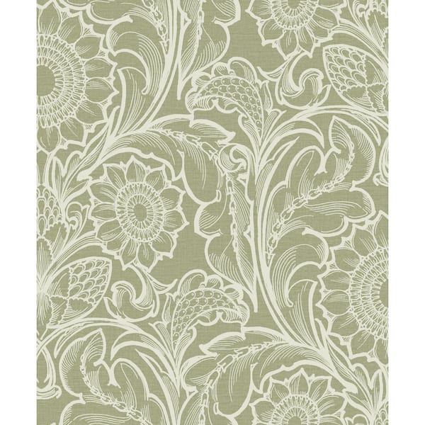 Unbranded Llewelyn-Bowen Off The Wall Green Floral Sunnyside Up Matte Finish Non-Pasted Non-Woven Wallpaper Sample