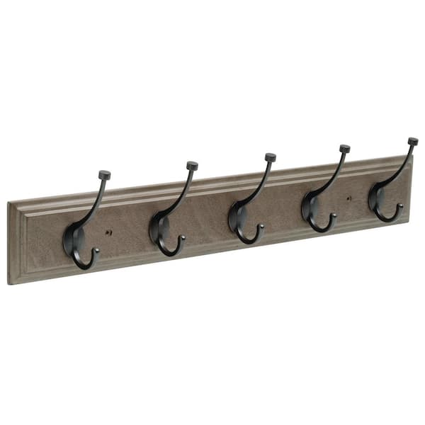 Franklin Brass 26.51 in Driftwood and Soft Iron Pilltop Coat and Hat Hook Rack