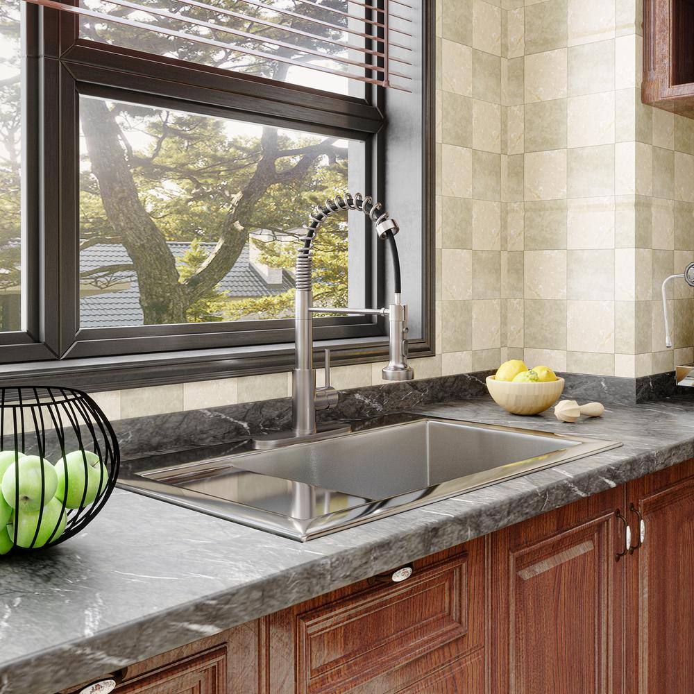 Brushed Nickel Single Handle Pull Down Kitchen Faucet with Spray