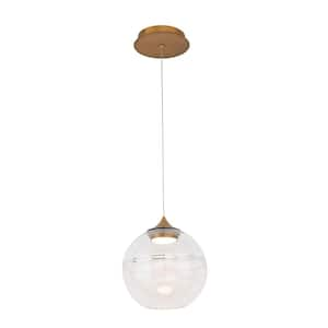 Bistro 10 in. 80-Watt Equivalent Integrated LED Aged Brass Pendant with Glass Shade