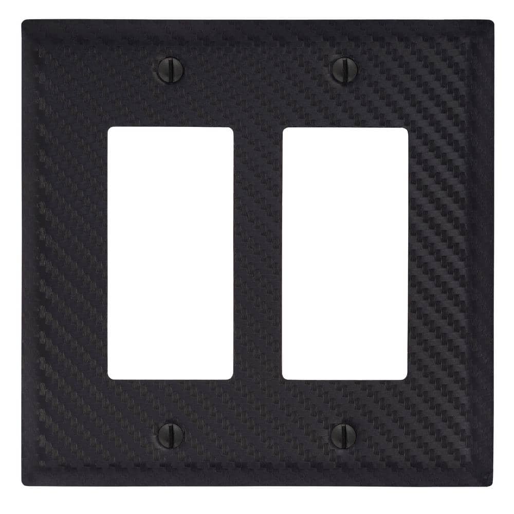Black Carbon Fiber Double Rocker Steel Wall Plate