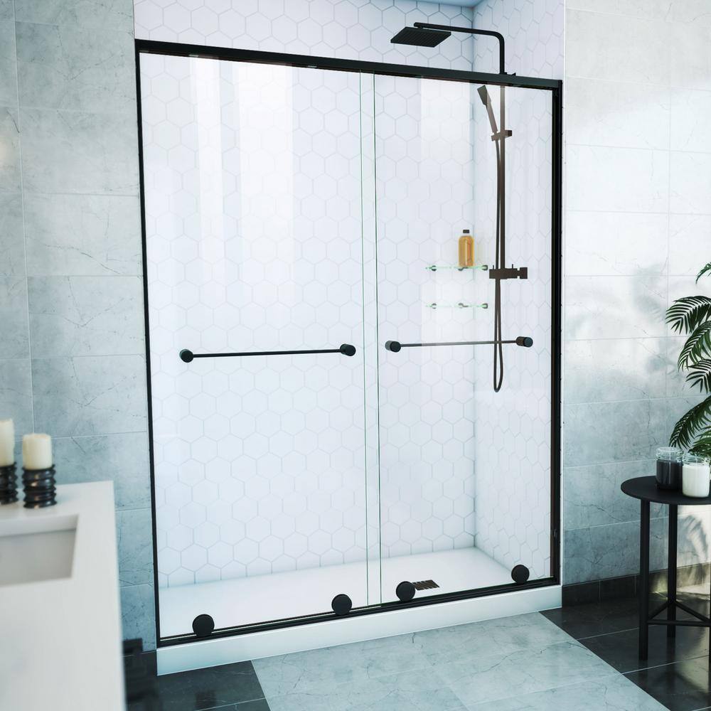 Harmony 60" Matte Black Semi-Frameless Sliding Shower Door