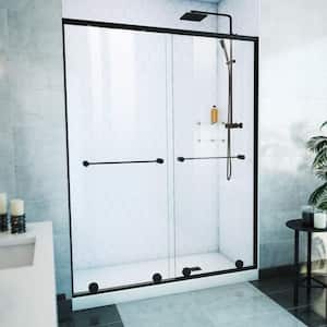 Harmony 60 in. W x 76 in. H Sliding Semi Frameless Shower Door in Matte Black with Clear Glass