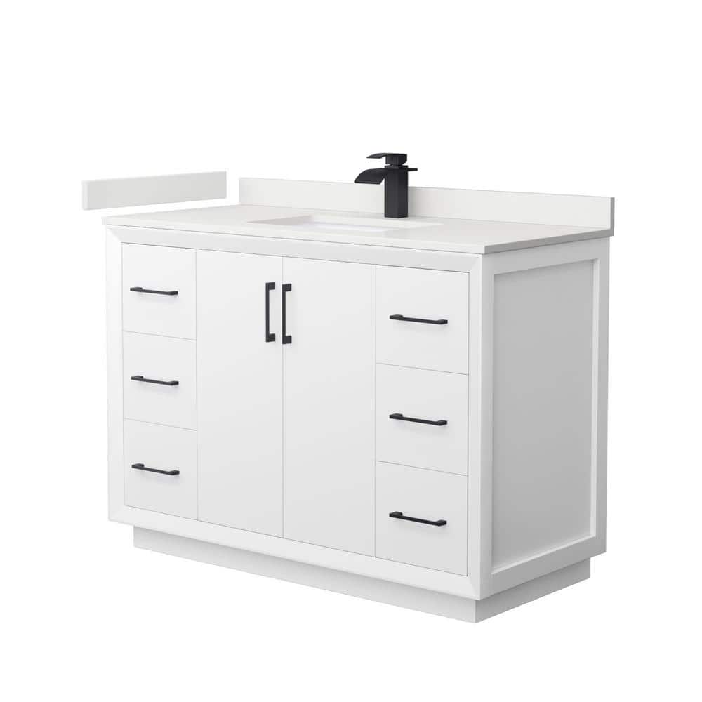 Strada 48 in. W x 22 in. D x 35 in. H Single Bath Vanity in White with White Quartz Top price history on PriceWatchPro