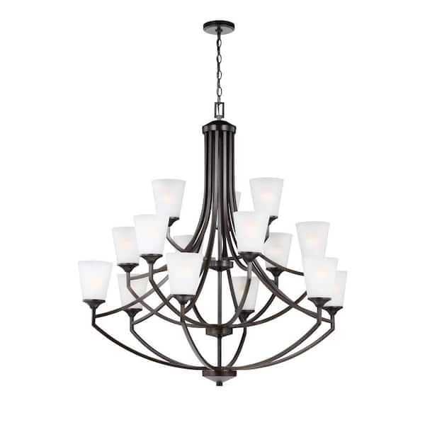 Generation Lighting Hanford 15-Light Burnt Sienna Traditional Transitional Multi Tier Hanging Empire Chandelier