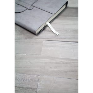 Brushed Lady Gray 2 in. x 8 in. x 8 mm Marble Floor and Wall Tile