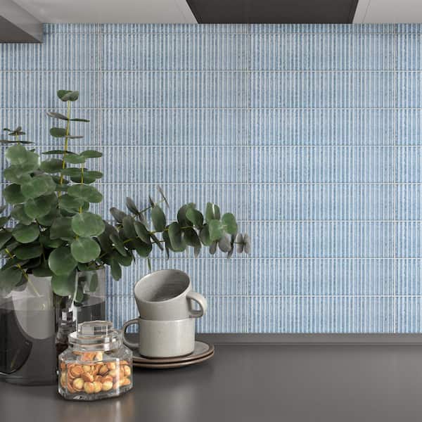 Soldeu Aqua Blue 2.95 in. x 11.81 in. Polished Ceramic Wall Tile (6.03 sq. ft./Case)