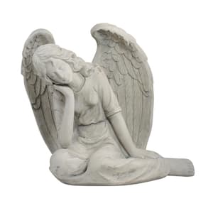 17 in. Graceful Sitting Angel Outdoor Garden Statue