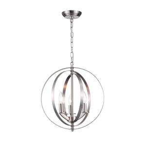 Setsus 3-light Nickel Chandelier with Silver Metal Shade