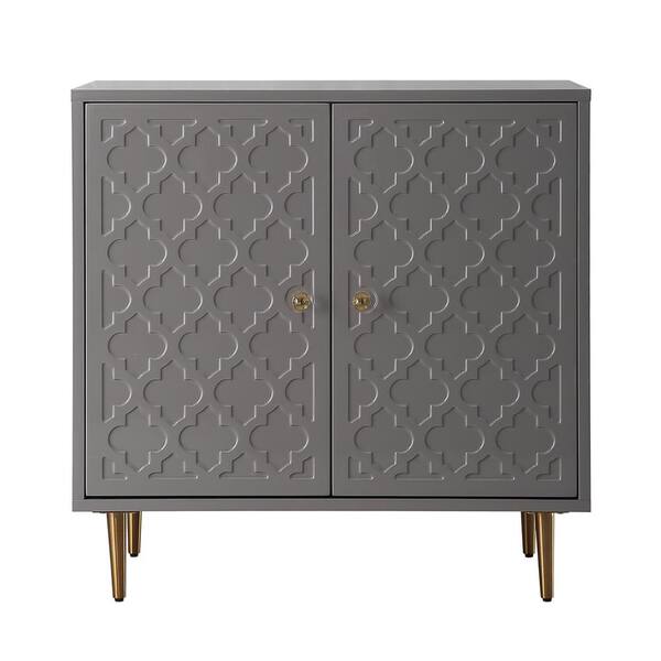 Boyel Living 2 Door Gray Pattern High, Tall Black Accent Cabinet With Doors