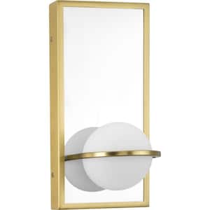 Pearl LED 1-Light Satin Brass LED Wall Sconce with Opal Glass Shade Integrated LED Modern Wall Light
