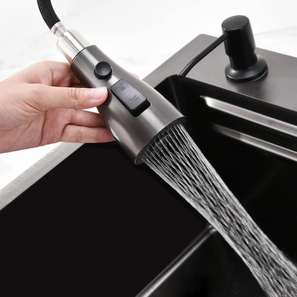 HMMHVV 30 in Drop-In Single Bowl Black Stainless Steel