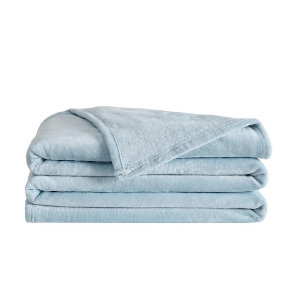 Truly Soft Velvet Plush Light Blue Family Throw Blanket
