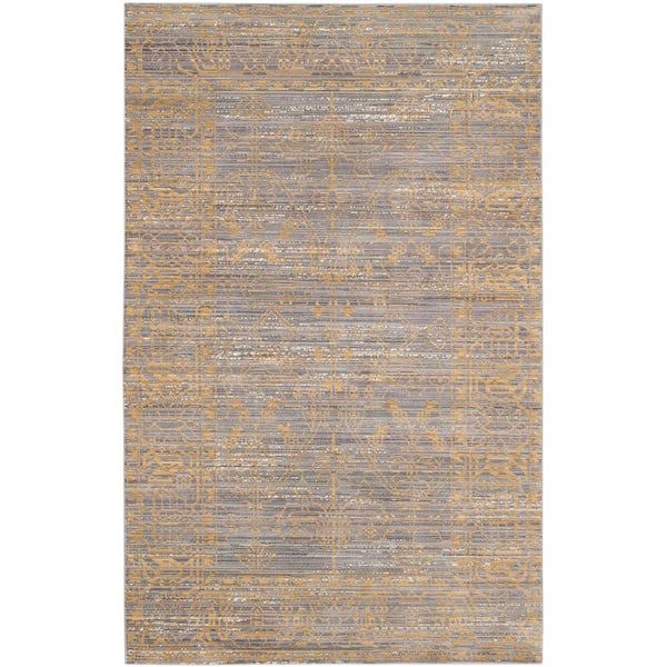 SAFAVIEH Valencia Grey/Gold 8 ft. x 10 ft. Border Area Rug