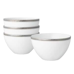 Charlotta Platinum 6 in., 29 fl. oz. (Platinum) Porcelain Cereal Bowls, (Set of 4)