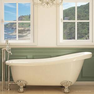 Glendale 67 in. Acrylic Slipper Clawfoot Bathtub in White, Ball-and-Claw Feet and Drain in Chrome