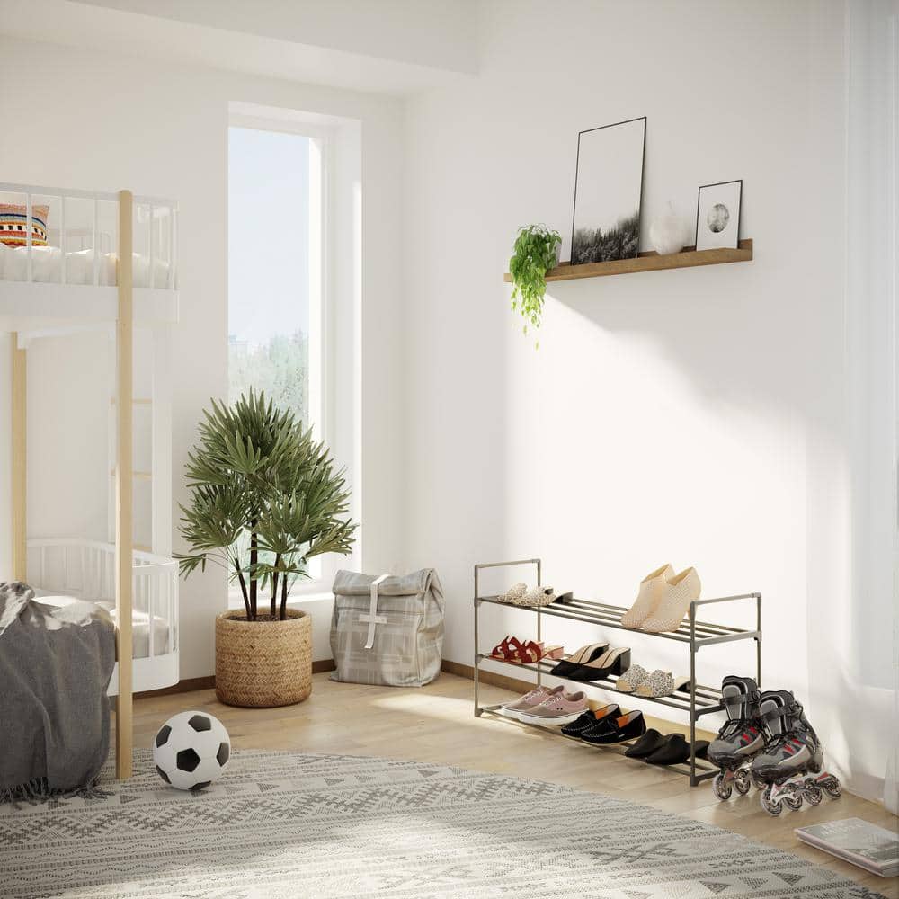 Black and Beige 3-Shelf Plastic Shoe Rack