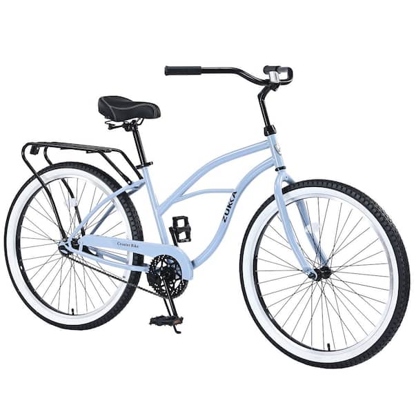 Unbranded 26 in. Blue Beach Cruiser Bike, Single Speed Drivetrain, Upright Comfortable Rides