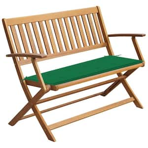 47.2 in. W 2-Person Brown Wood Folding Garden Outdoor Bench with Blue Cushion