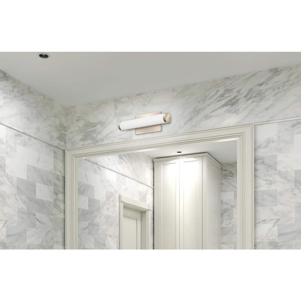 Brushed Nickel Dimmable LED Vanity Light with Switchable Color Temperature