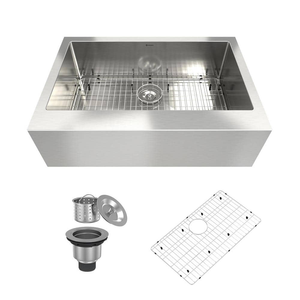 33 in. Farmhouse Apron-Front Single Bowl 18-Gauge Stainless Steel Kitchen S