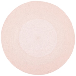 Cape Cod Pink 3 ft. x 3 ft. Solid Color Border Round Area Rug