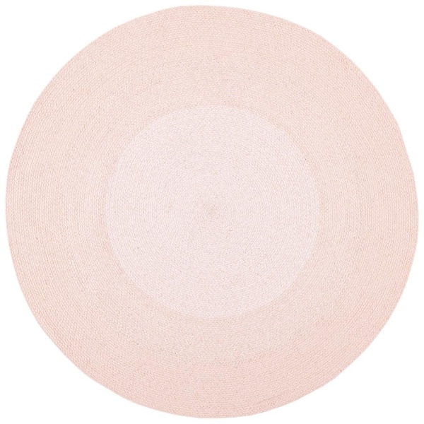 SAFAVIEH Cape Cod Pink Doormat 3 ft. x 3 ft. Solid Color Border Round Area Rug