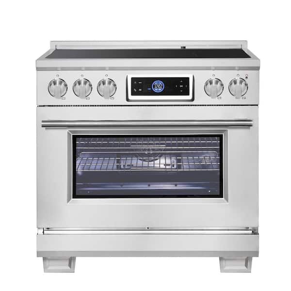 Maximus 36 in. Induction Range with Air Fryer in Stainless Steel, 5 Burner Elements