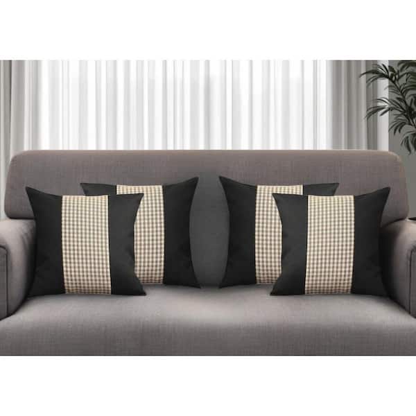 Set Of 4 Black And Tan Houndstooth Pillow Covers Set Of 4 Black And Tan Houndstooth Pillow Covers