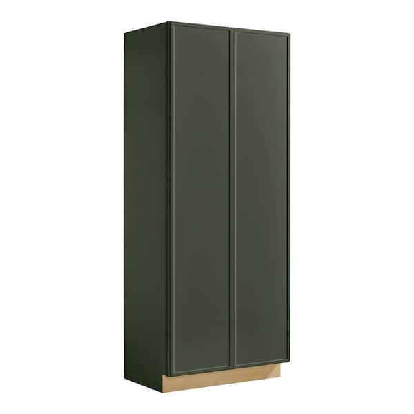 Leyton 36 in. W x 24 in. D x 90 in. H Ready To Assemble Plywood Slim Shaker Wide Pantry Kitchen Cabinet in Fern Green