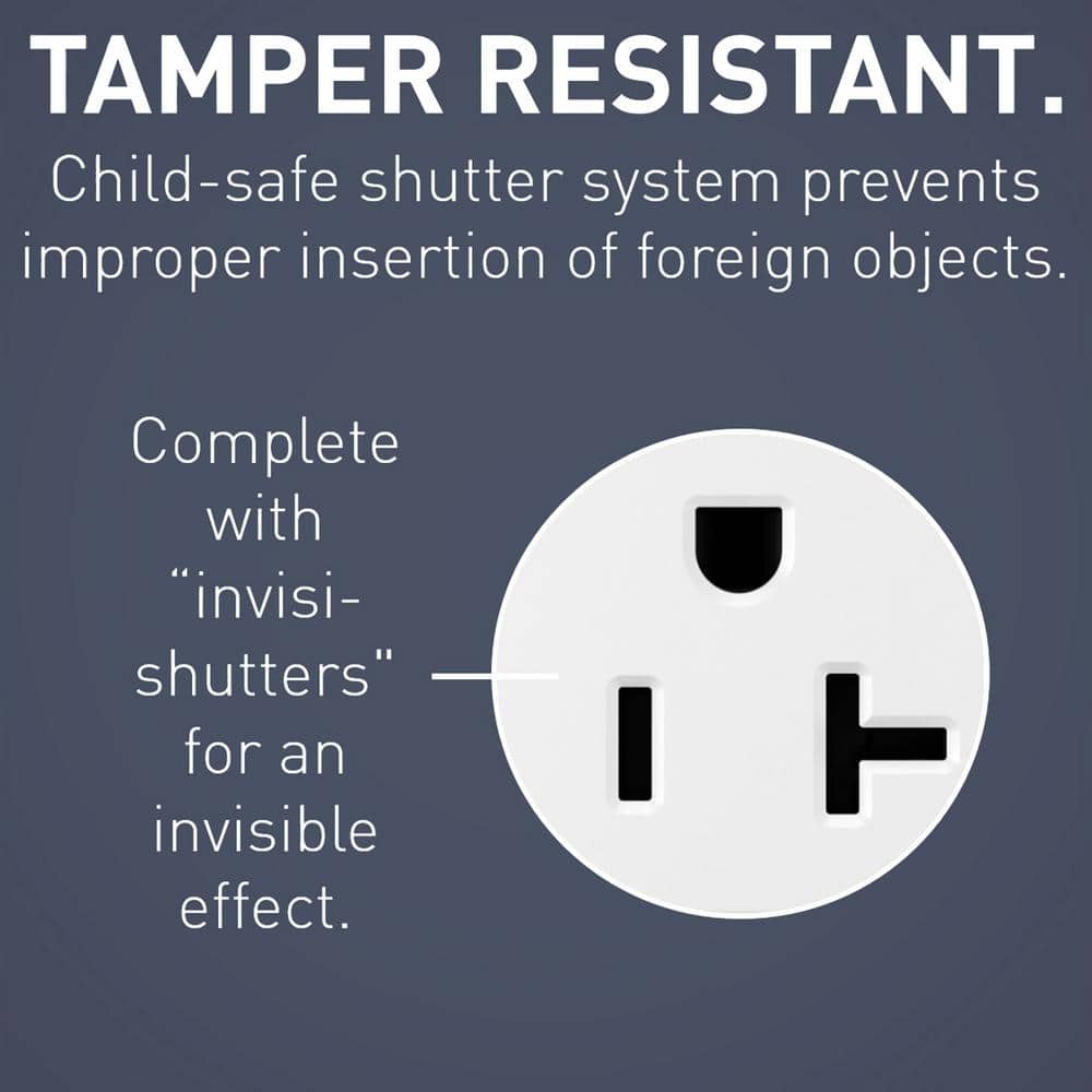 White Tamper Resistant Decorator Outlet with Wall Plate