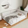 Polibi Beige Wood Frame Queen Size Platform Bed with USB Ports RS21-16995AAA