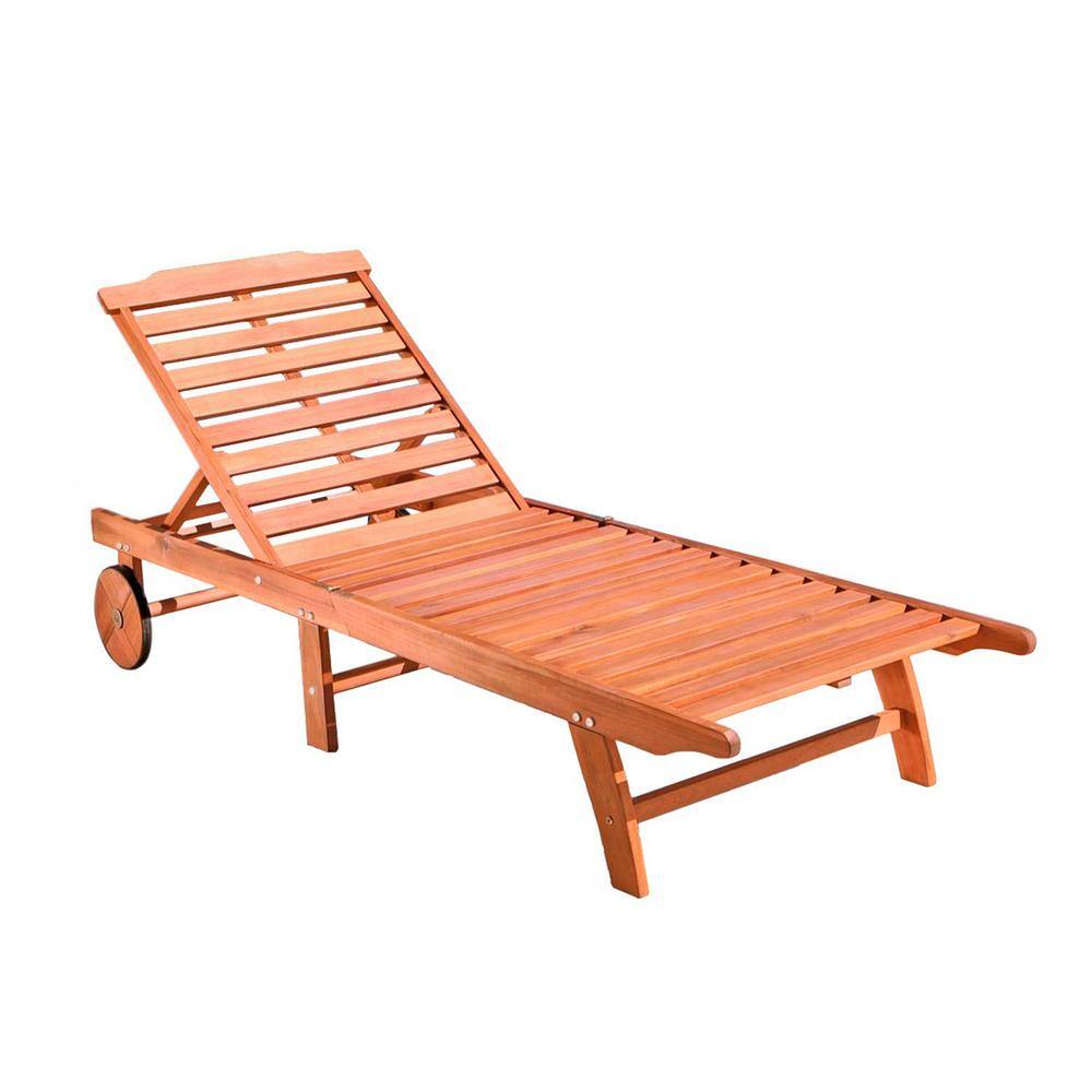 1-Piece Brown Wood Outdoor Folding Sunbathing Chaise Lounge with Wheels for Garden, Patio, Balcony, Porch, Poolside price history on PriceWatchPro