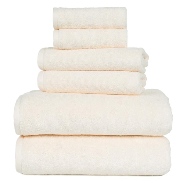FRESHFOLDS Orange Solid 100% Cotton Ribbed Bath Towel (Set of 6)