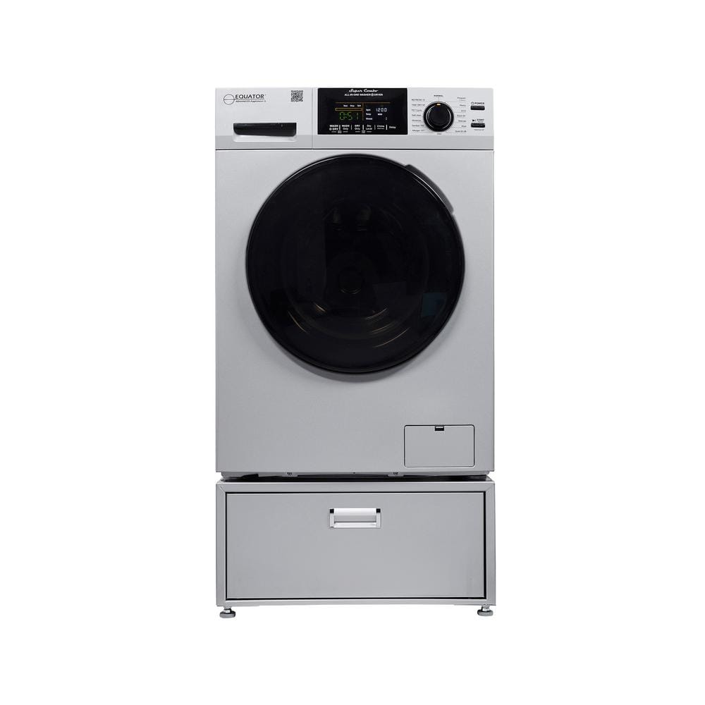 Equator 1.62 cu. ft. 110-Volt Condensing Sani Combo Washer Dryer Combo 0 Clearance in Silver with Pedestal