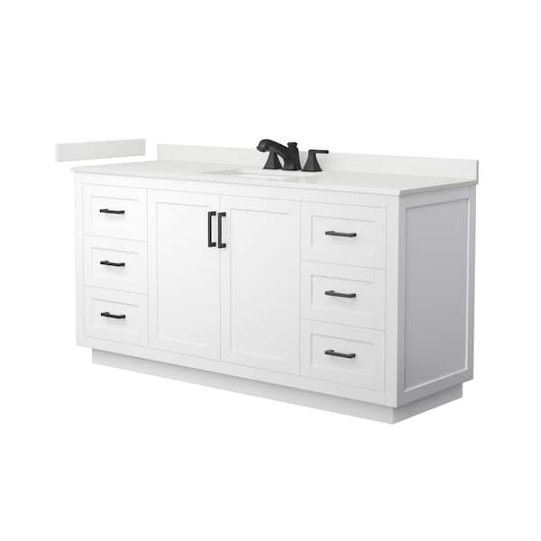 Wyndham Collection Miranda 66 in. W x 22 in. D x 33.75 in. H Single Bath Vanity in White with White Quartz Top