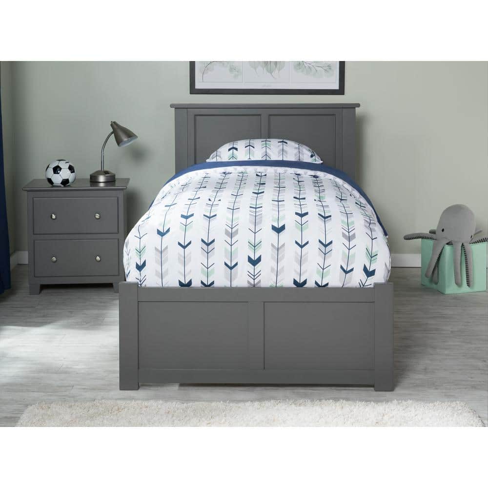Madison Twin Gray Wood Platform Bed with Storage Drawers