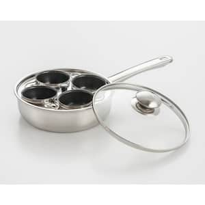 Professional 4-Cup Stainless Steel Egg Poacher with Glass Lid