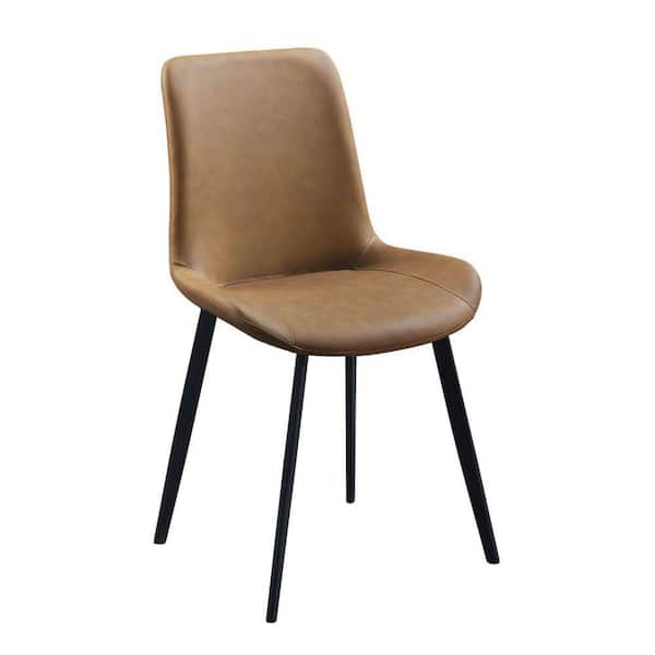 Benjara Eli Tan Brown Vegan Faux Leather Parson Style Dining Chair (Set of 2)