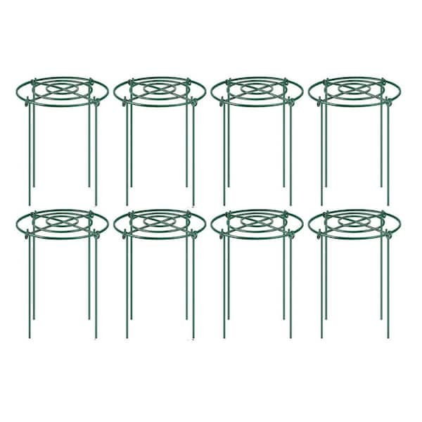 16 in. H Green Heavy Duty Metal Peony Cages and Supports, Plant Supports, Flower Support Rings for Rose Tomato (8-Pack)