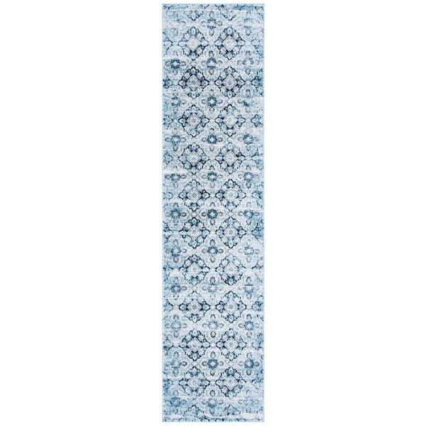 Lagoon Navy/Ivory 2 ft. x 9 ft. Medallion Trellis Runner Rug