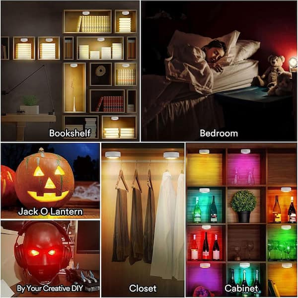 Lukyamzn Black LED Puck Light Lamp w/ Remote Control Wireless
