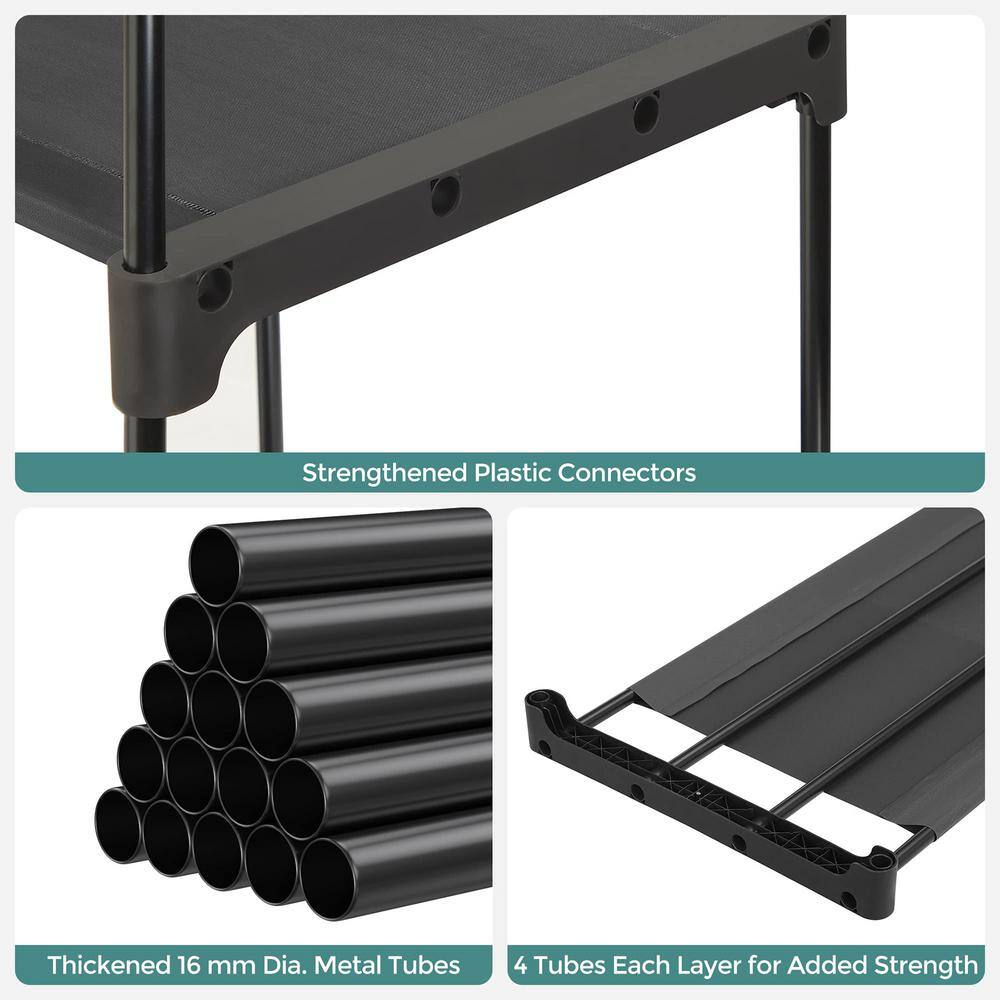 Black Freestanding Closet Organizer with Hanging Rods and Shelves