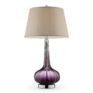 30 in. Purple Standard Light Bulb Gourd Bedside Table Lamp