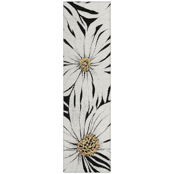 Chantille Machine Washable Indoor/Outdoor Abstract ACN2263 Black 2 ft. 3 in. x 7 ft. 6 in. Runner Rug