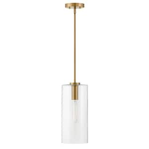 Lane Lacquered Brass + Clear Glass Cylindrical Pendant Light