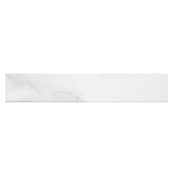 Porlan Tulane White 3-in. x 17-in. Marble Look Matte Porcelain Floor and Wall Subway Tile (11.41 sq. ft. /Case)