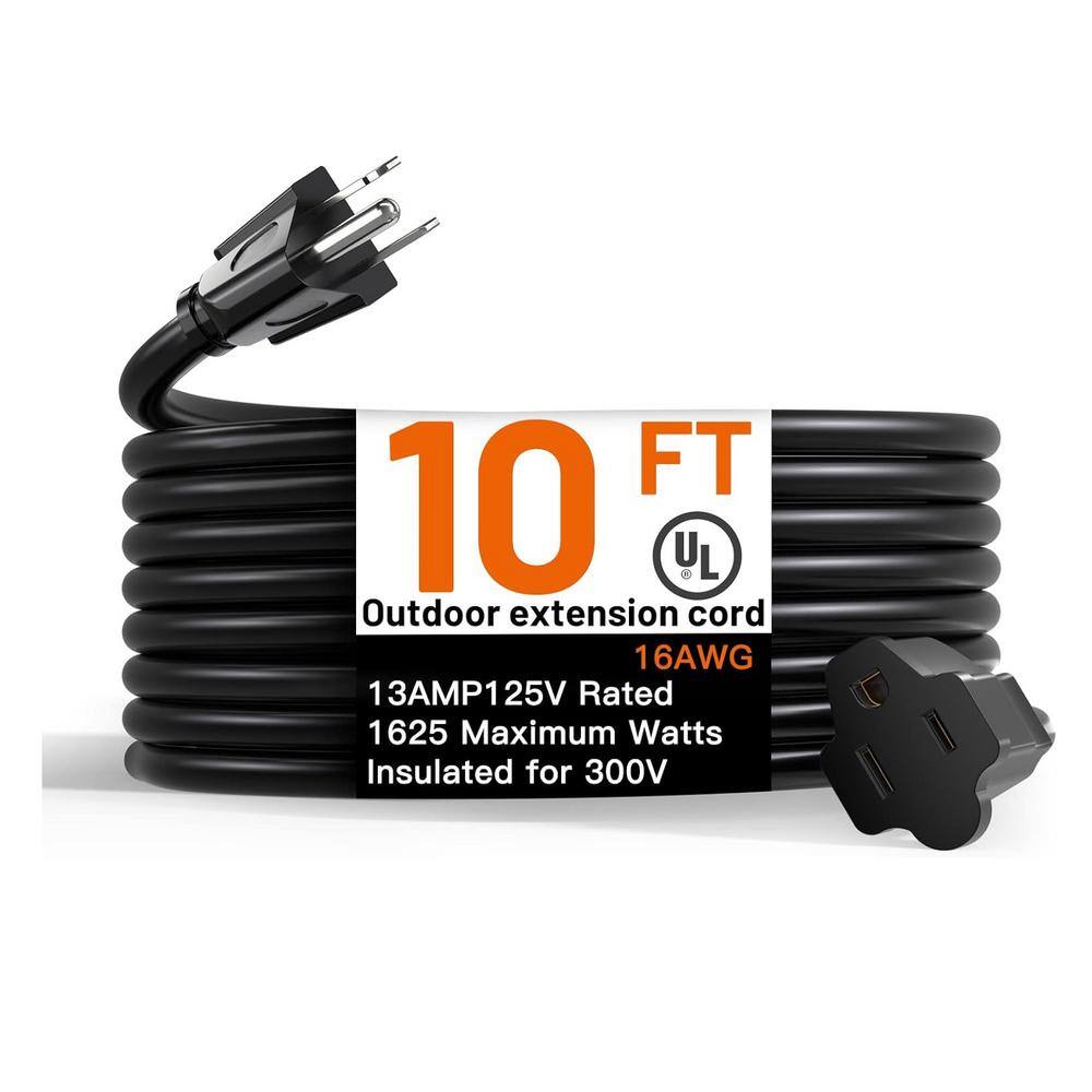 10 ft. 16/3 Heavy Duty Outdoor Extension Cord with Flexible Long Wires, Black (1-Pack) price history on PriceWatchPro